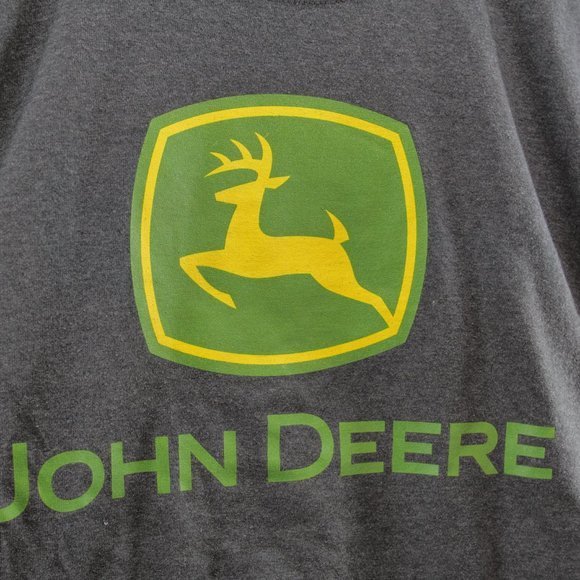 Hanes Gray John Deer Graphic Logo T-shirt Adult Size L - Picture 3 of 6